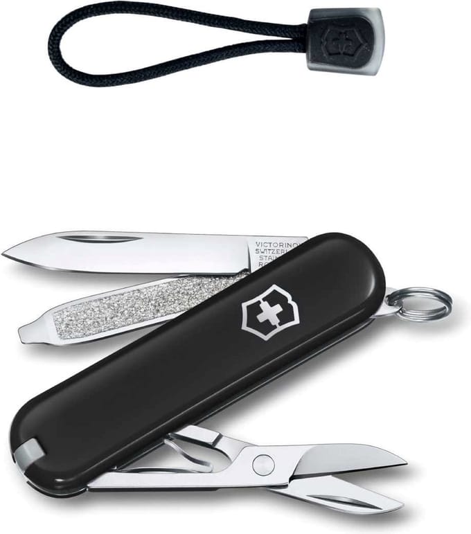 Victorinox Classic SD zakmes+lanyard - Dark Illusion/zwart-7 functies