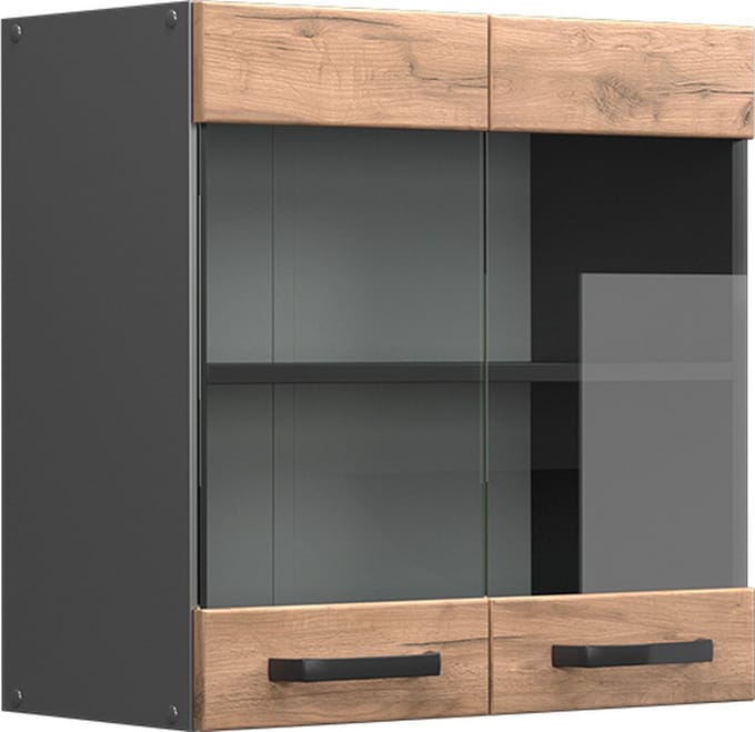 Vicco R-Line Glazen keukenkast – 60 cm Krachtige eik goud