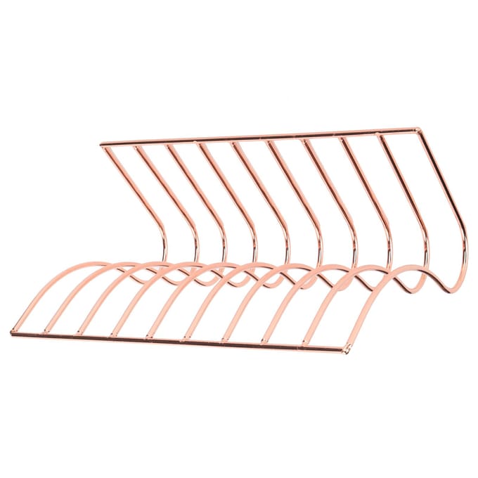 Support de Livre en Forme de S Bibliothèque en Fer Forgé Porte-Documents pour Maison Bureau Or Rose beige