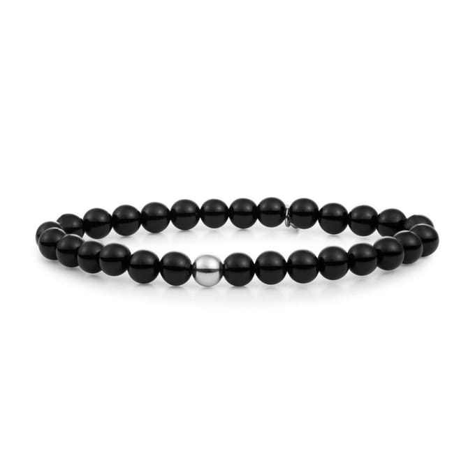Sparkling Jewels Armband Onyx Saturn large - Silver 6mm