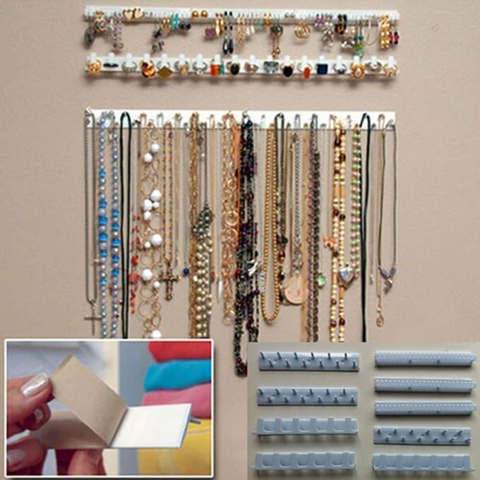 9 stuks/set hangend sieradenrek zelfklevende sieradenhaak wandhanger voor ketting armband