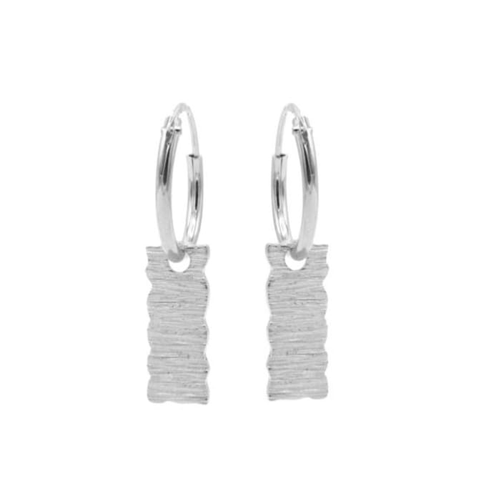 Karma symbols oorbel rectangle wood zilver M2015