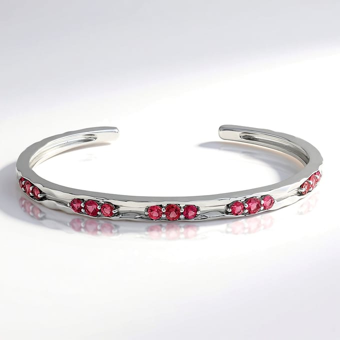 Roze Toermalijn Sterling Zilveren Bangle
