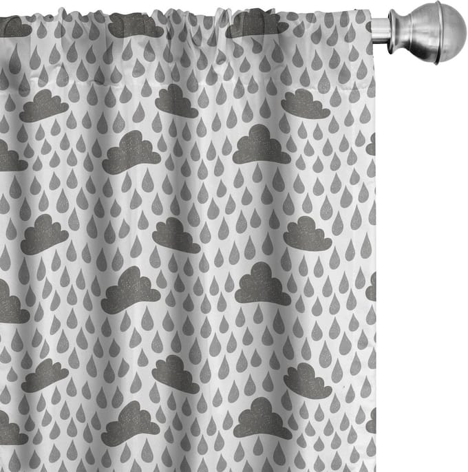 ABAKUHAUS — Grijs-Wit Voorhangen 2x75x225 cm – Microfaser