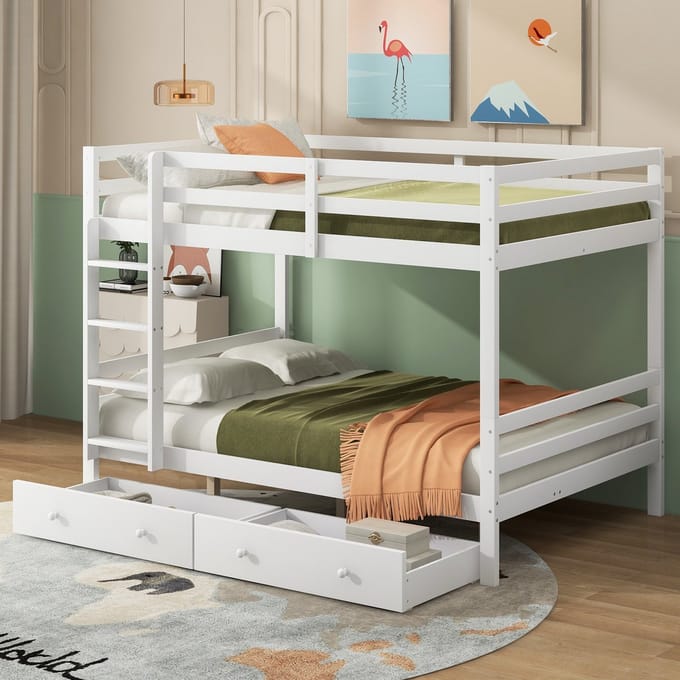 Sweiko Stapelbed 140*200 cm, met laden, opbergruimte, zonder matras, wit