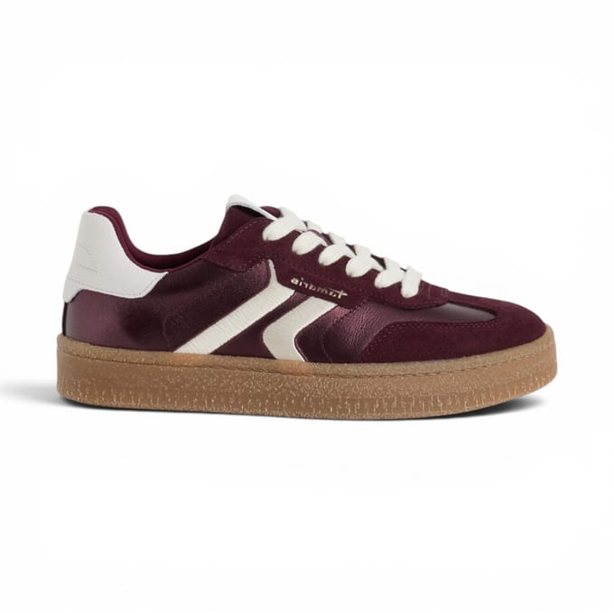 Tamaris dames bordeauxrode leren sneakerschoenen - 23723-44