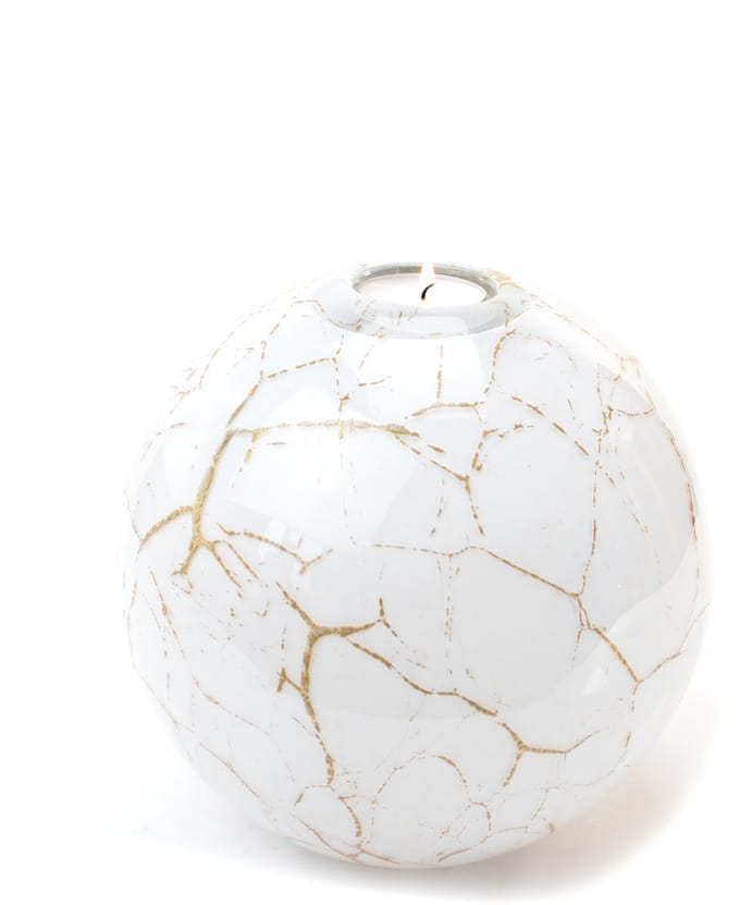 Loranto - Urn - Wit & Goud - Waxinelichthouder XL - 1,6L - Handgemaakt