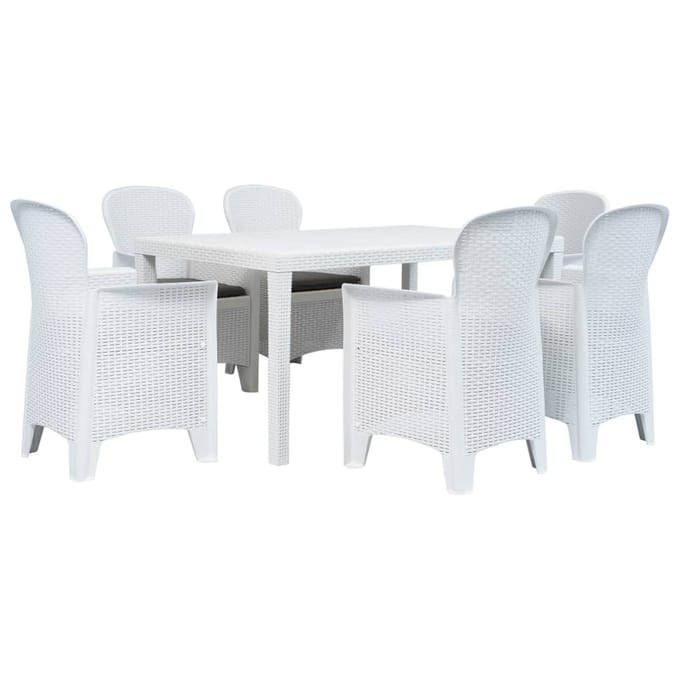 vidaXL - 7-delige - Tuinset - rattan-look - kunststof - wit