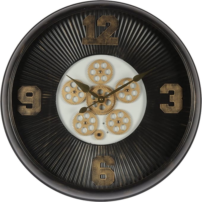 Clayre & Eef Wandklok Ø 60 cm Zwart IJzer