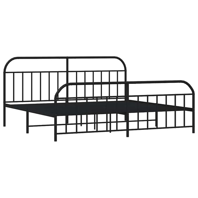 vidaXL - Bedframe - met - hoofd- - en - voeteneinde - metaal - zwart - 193x203 - cm