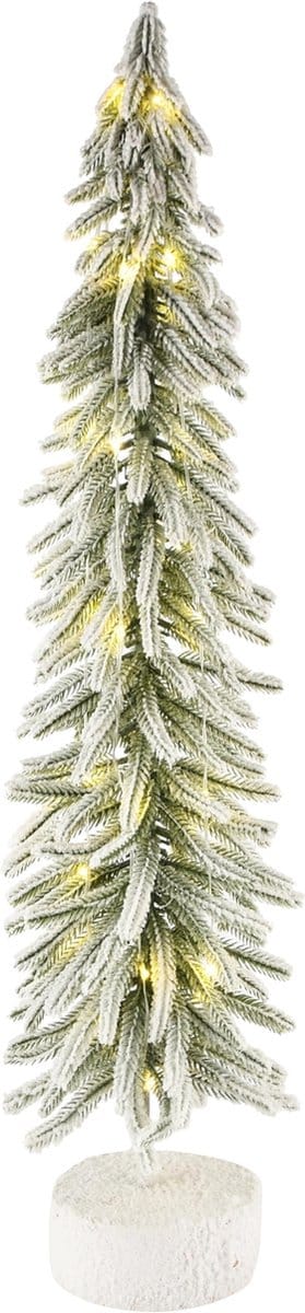 Dekoratief | Deco boompje m/sneeuw, groen/wit, pvc, LED, 18x18x73cm | A245854