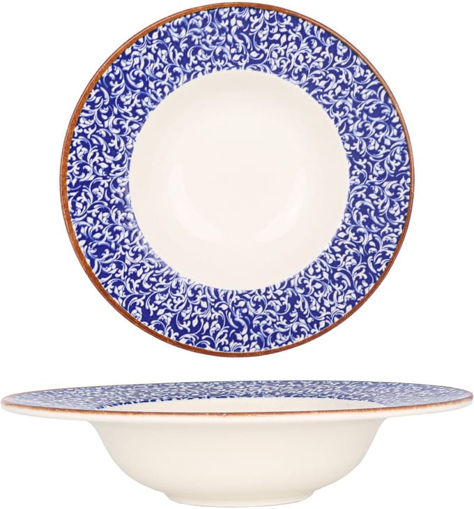 By Bone Pastabord - Edera Cobalt - Porselein - 25 cm (400cc) - set van 2