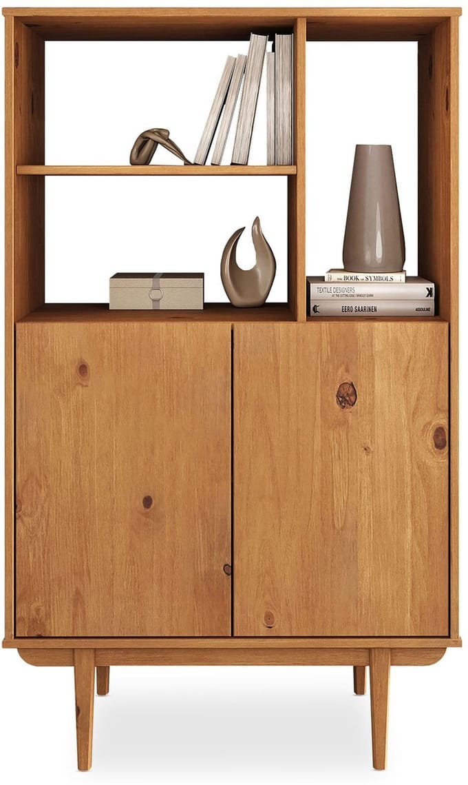 Highboard SIMONA van massief hout met open plank – eiken afwerking