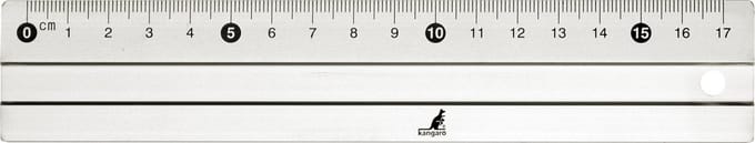 Kangaro liniaal - 17cm - aluminium - met rubber inleg