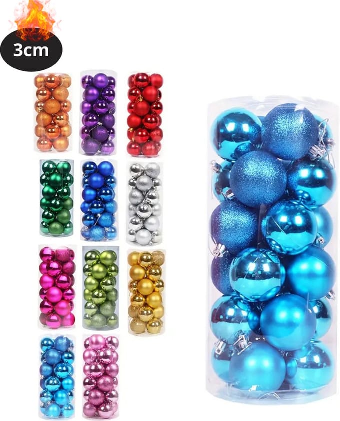 Nivard Kerstballen - Kerstversiering - Plastic - Blauw Meer- 3 cm - 24 stuks