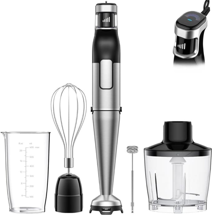 Staafmixer Set - Hakmolen - Groentesnijder - Soepmaker - Zwart en Zilver