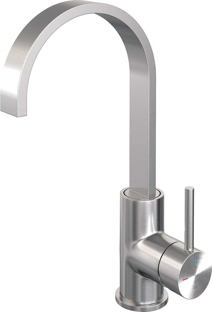 Brauer Brushed - Edition Wastafelmengkraan opbouw - hoog - draaibaar - platte uitloop - model a - PVD - geborsteld RVS