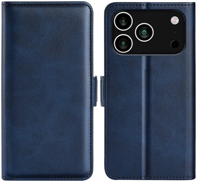 MobyDefend Hoesje - Geschikt voor iPhone 17 Pro Max - Luxe Wallet Book Case (Sluiting Zijkant) - Blauw