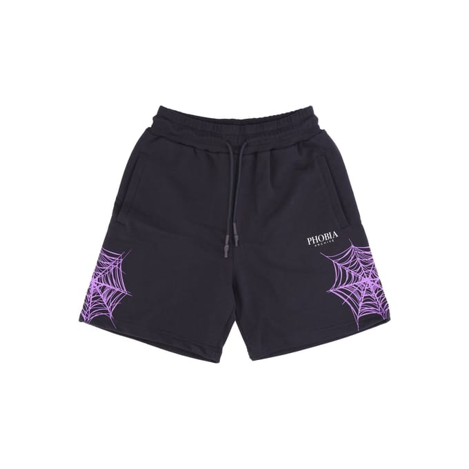 Trainingsshort voor heren Cobwebprint short Zwart/paars
