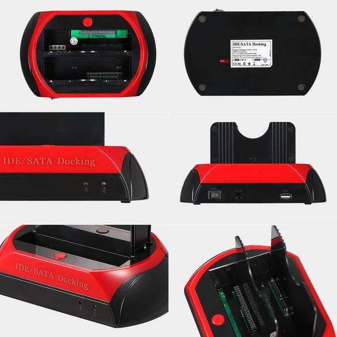HDD-dockingstation Dubbele harde schijf Dockingstationbasis voor 2,5 inch 3,5 inch IDE/SATA USB 2.0 EU Plug black