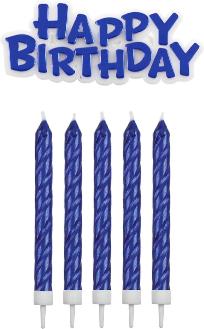 PME Kaarsen & Happy Birthday Blauw pk/17