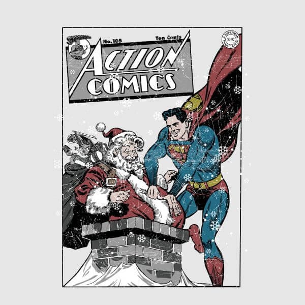 DC Superman Action Comics Women's Christmas T-Shirt - Grey - S