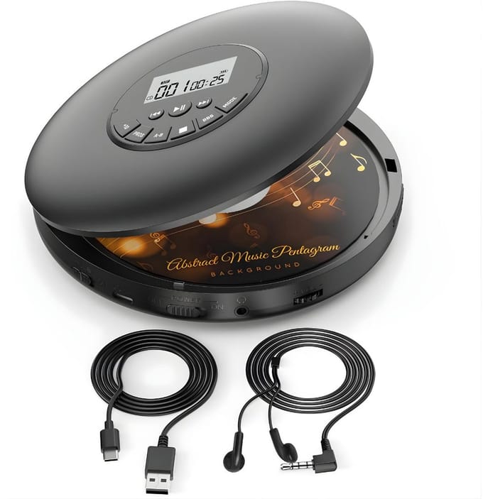 DnA® CD Speler - Draagbare CD Speler - Portable CD Speler - Zwart - 21cm x 17cm x 4cm