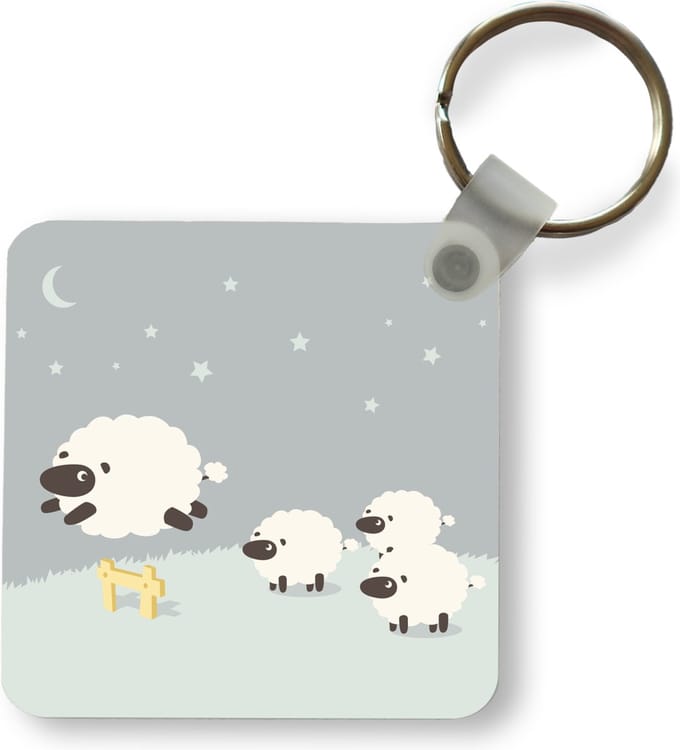 Sleutelhanger - Uitdeelcadeautjes - Een illustratie van een springend schaap - Plastic
