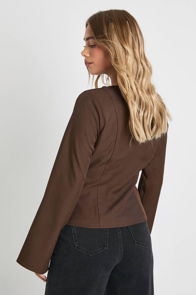 boohoo Dames Top met diepe cowl-hals | Chocolate | Maat: 6