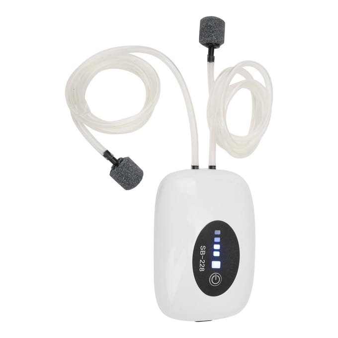 Zuurstofpomp met USB-kabel Oplaadbare Draagbare Stille Luchtpomp voor Aquarium Buitenvissen Dubbel black