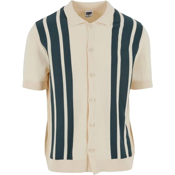 Urban Classics - Knit Retro Overhemd - L - Creme/Groen