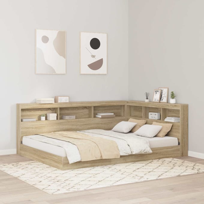 vidaXL - Opberghoofdbord - Sonoma - Eik - Bewerkt - hout