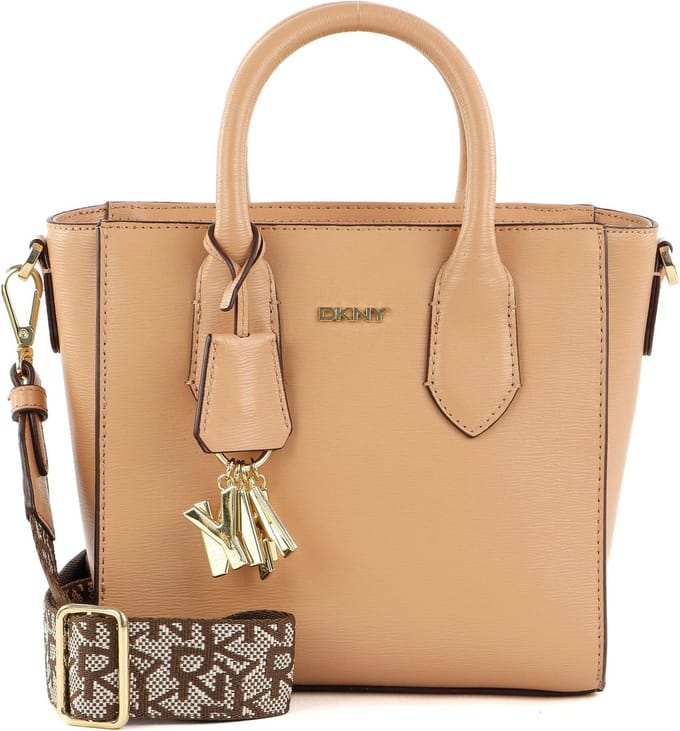 DKNY Schoudertas Handtas Valery SM Satchel Vachetta Lichtbruin