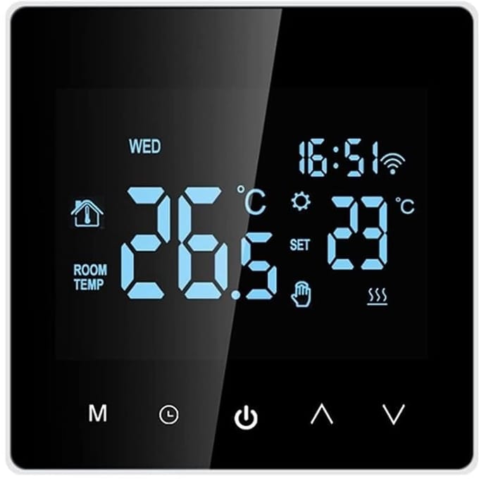 Digitale Thermostaat - Slimme Regelaar - Verwarming Instellen - Programmeerbaar Weken - LCD Touch Display - Wit
