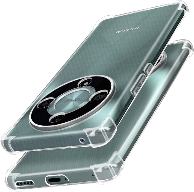 Mayaxess, Hoes voor Honor Magic 6 Lite Silicone bumper Versterkte hoeken, Transparant