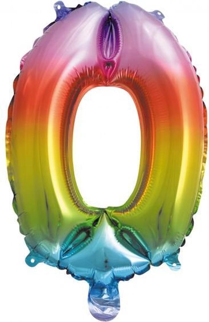 Folie Ballon Cijfer 0 Regenboog 41 cm