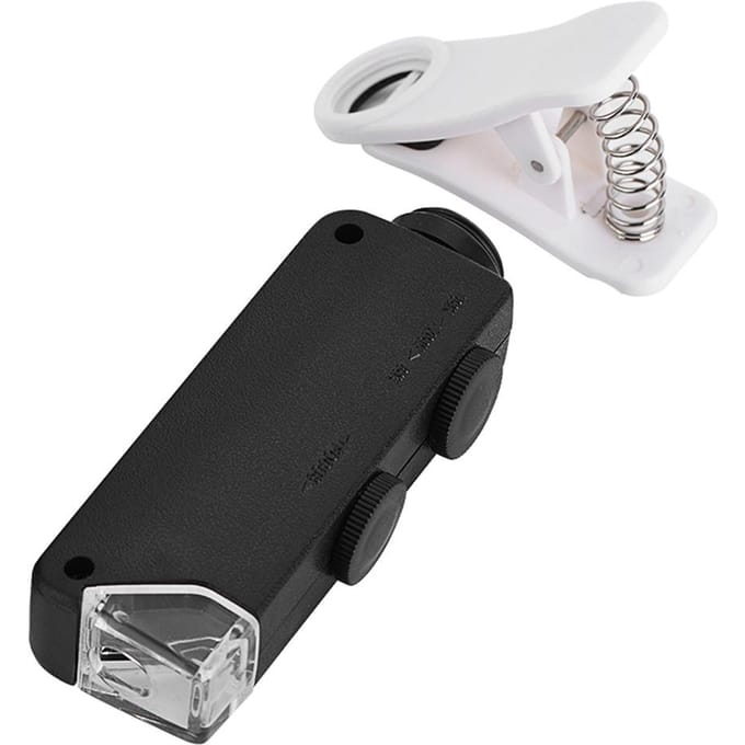 Objectif de microscope LED à zoom optique 60X 100X avec clip pour téléphones mobiles white