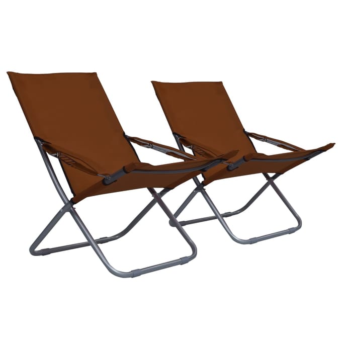 vidaXL - Opklapbare - stoelen, - 2 - stuks, - bruin, - stof