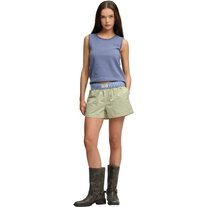 Superdry Mini Check Katoenen Short Relaxed Pasvorm Yellow Grootte: 40