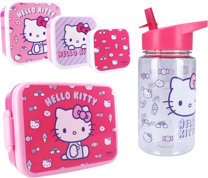 Hello Kitty lunchset; lunchbox, snackbox en drinkfles