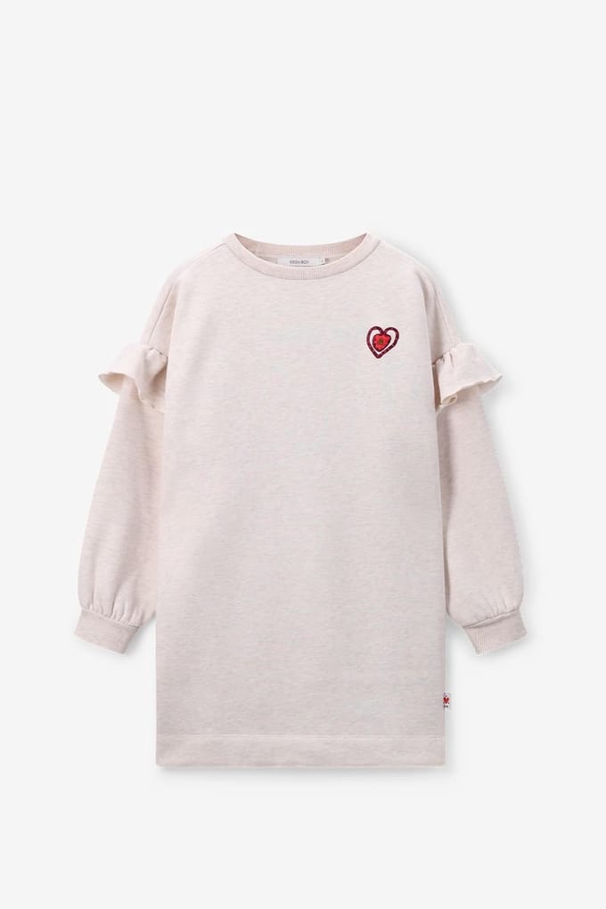 Sissy-Boy - Lichtgrijze sweatjurk met ruffles