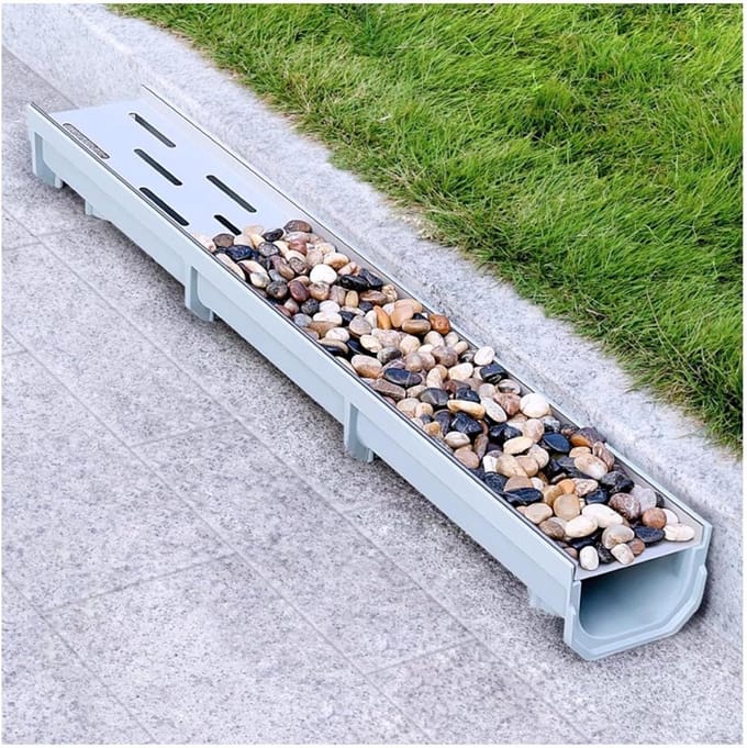 Drainagegoot RVS - Afvoergoot Terras - Water Afvoeren - Robuuste Harsconstructie - 100 cm Lengte - Zilver