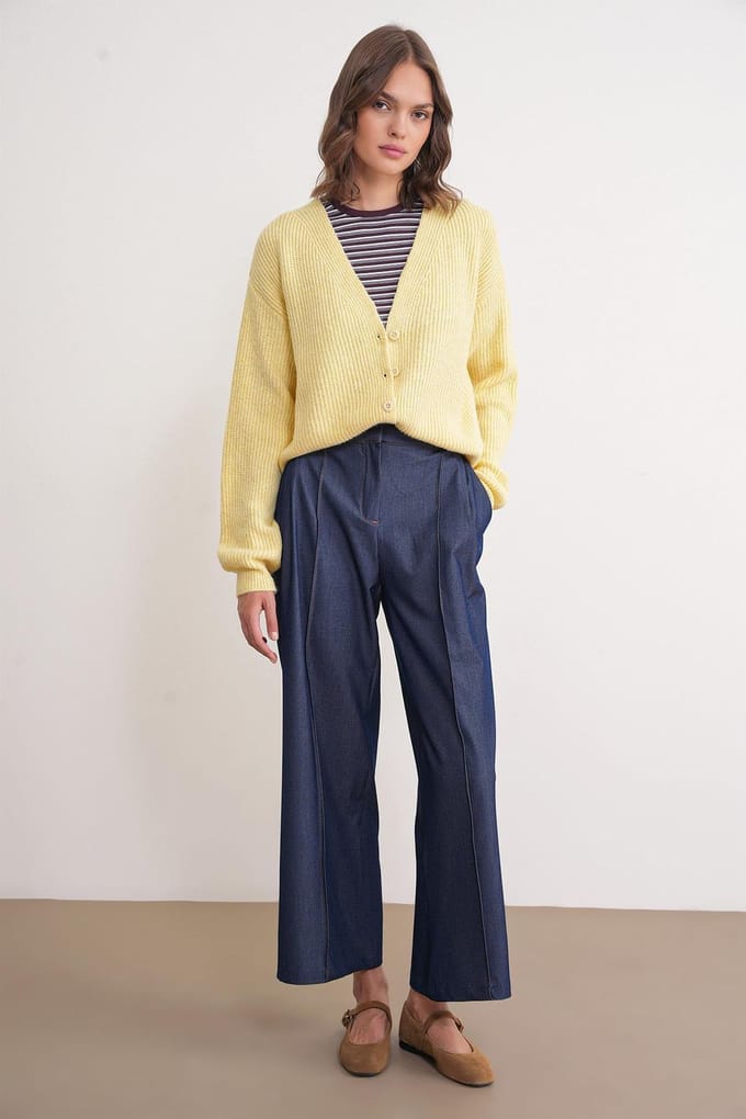 Gestructureerde V-hals Knopen Cardigan