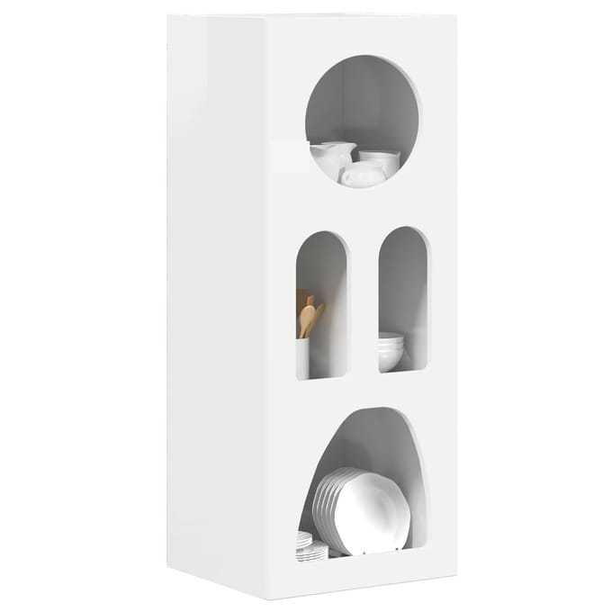 vidaXL - Dressoir - ELST - Hoogglans - wit - 40 - x - 35 - x - 100.5 - cm - Bewerkt - hout