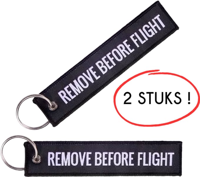 S4D® - Remove Before Flight - Sleutelhanger - Sleutelhanger Auto - Sleutelhangers Volwassenen - Zwart - 2 STUKS !