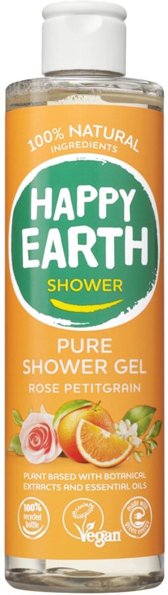 Happy Earth Douchegel Rose Petitgrain - 100% Natuurlijk - Vegan - 300 ml