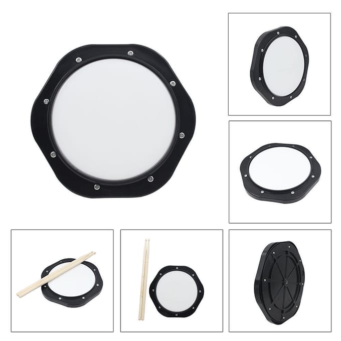 10-inch drum oefenpad met drumstokken draagtas voor training white