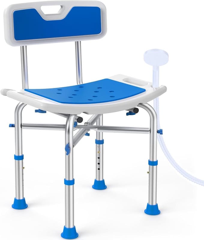 Douchestoel Kruk - Badkamer Hulp - Veilig Douchen - 5-voudig Verstelbaar - Max 158kg - Blauw