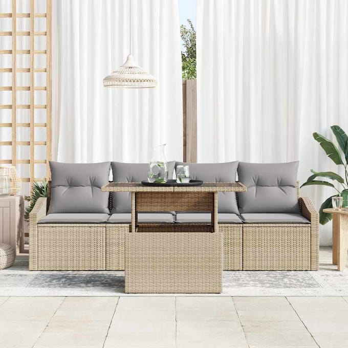 vidaXL - Tuinbank - Set - 5 - st - Beige - en - Lichtgrijs - 100 - x - 55 - x - 73 - cm