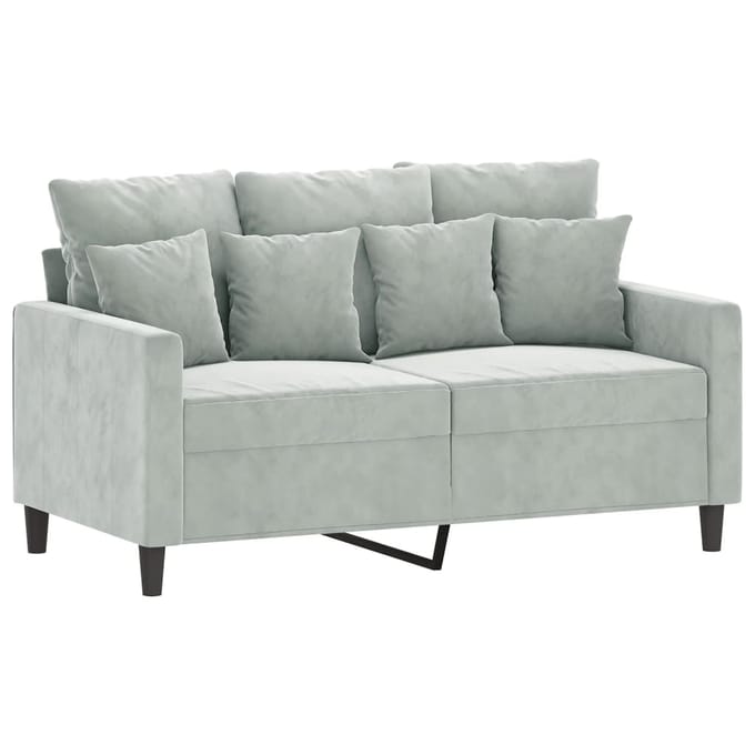 vidaXL - 3-delige - Loungeset - met - kussens - fluweel - lichtgrijs